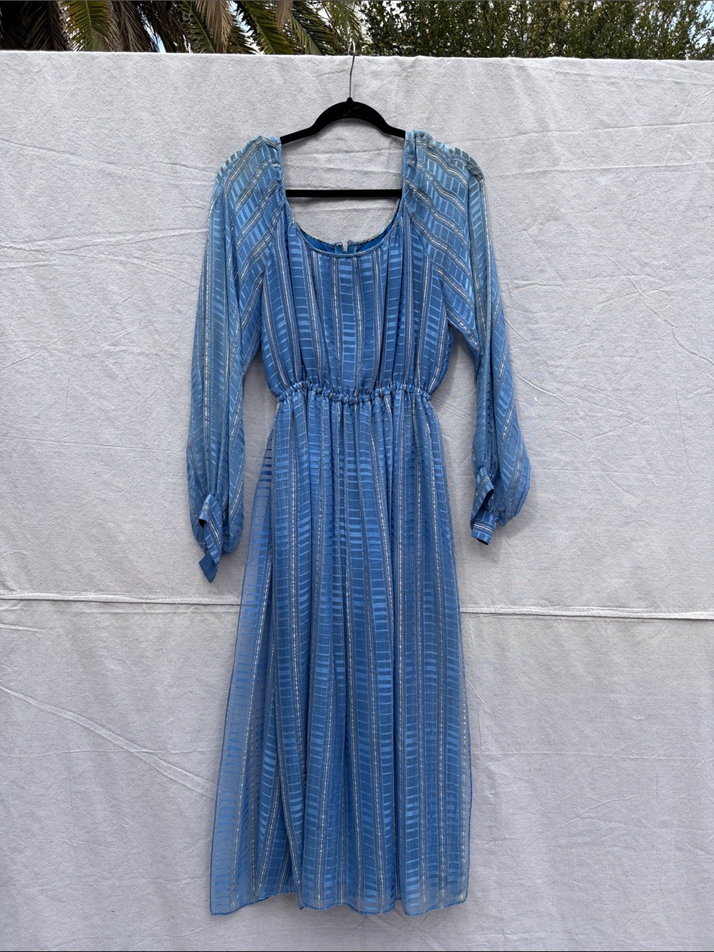 Blue Long-Sleeve Midi Dress - Unbranded